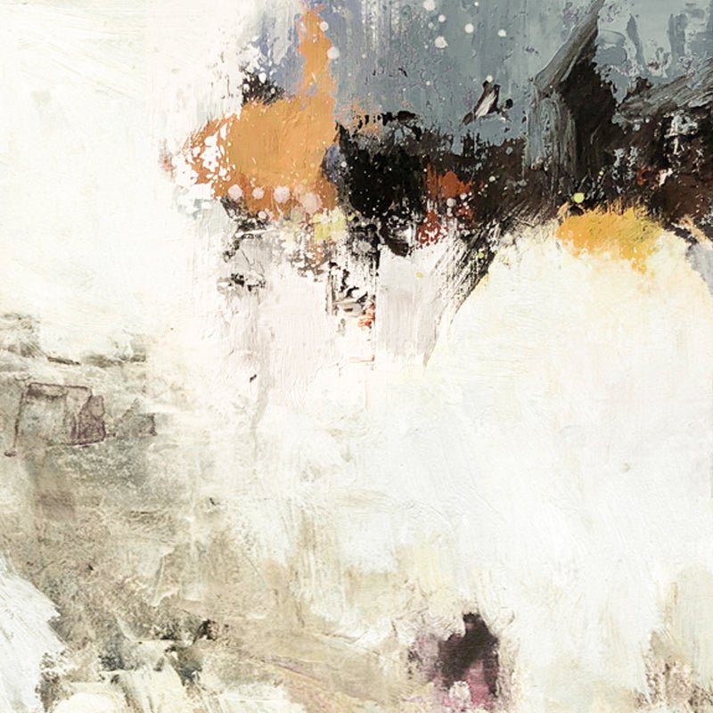 The "Hidden Flame" Modern Abstract Wall Art showcases a dynamic mix of white, gray, beige, black, and orange. Perfect for contemporary decor, its textured acrylic design enhances depth and visual intrigue in any space.