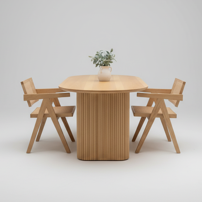 Oval Shaped Solid Wood Dining Table