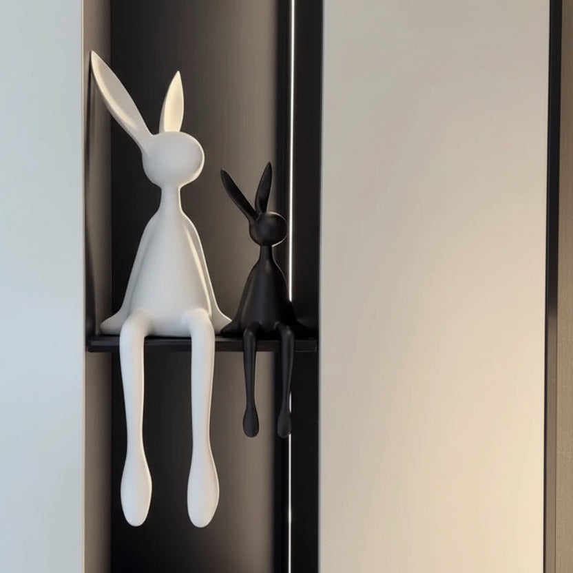 Modern Rabbit Sculpture – Sitting Bunny Figurine | Resin Home Decor Statue