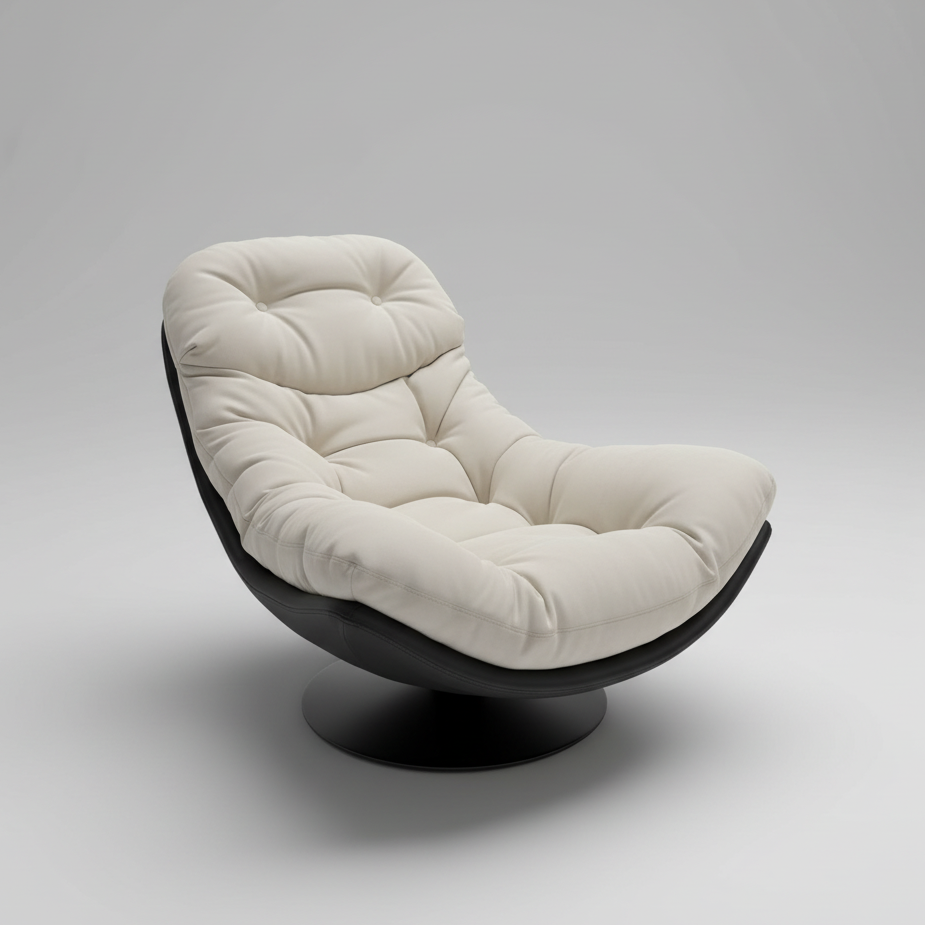 Cocoon Swivel Chair | Oversized Deep Seat 360° Swivel Eggshell Lounge Chair
