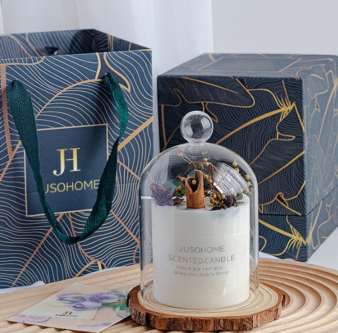 Luxury Scented Candle Gift Set With Glass Jar | Dry Flower Pure Soy Wax Candle