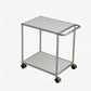 Rolling Side Cart with Chrome Frame and Two-Tier Storage Shelves