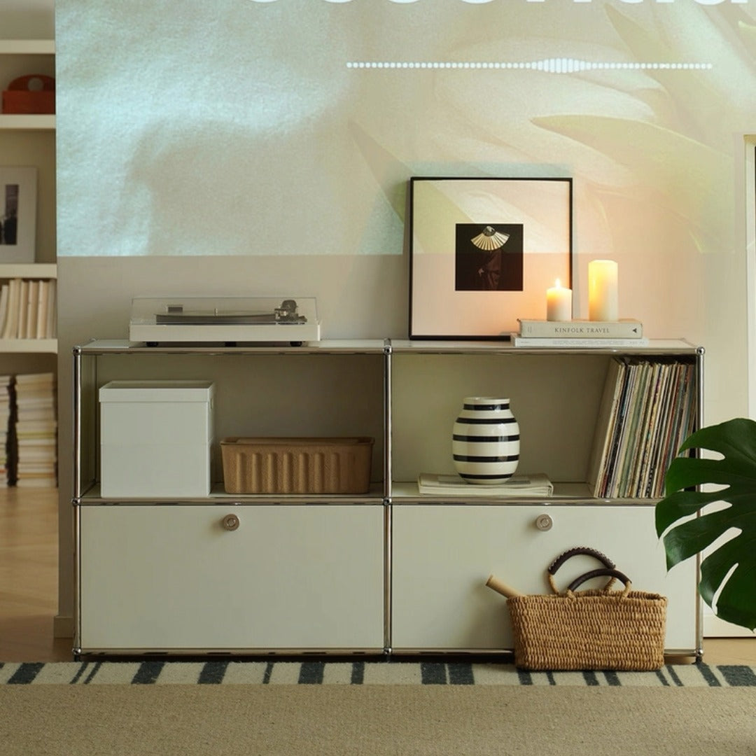 6-Unit Chrome Frame Console with Storage Compartments