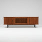 Walnut Slatted Wood Media Console –  Mid-Century TV Stand