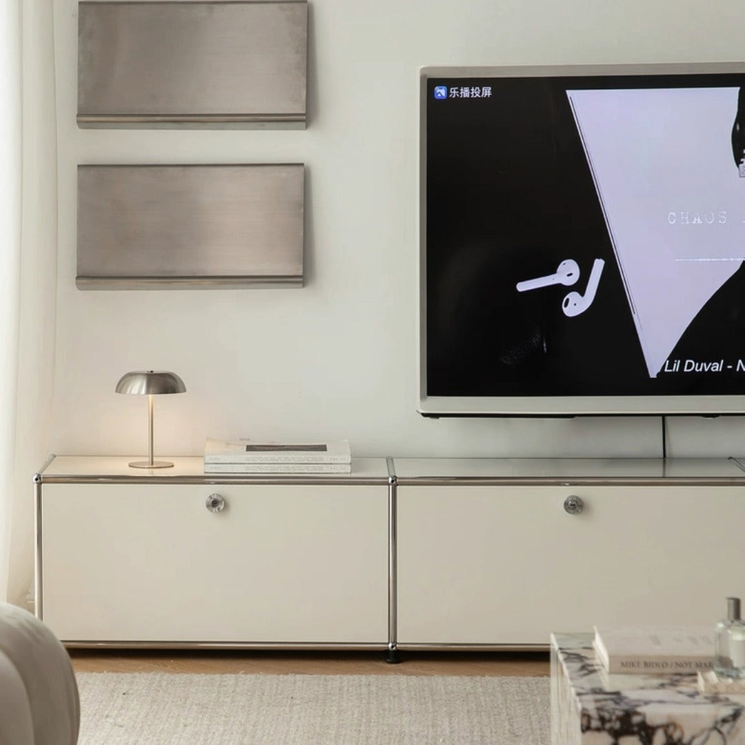 6-Unit Chrome Frame Console with Storage Compartments