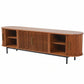 Walnut Slatted Wood Media Console –  Mid-Century TV Stand