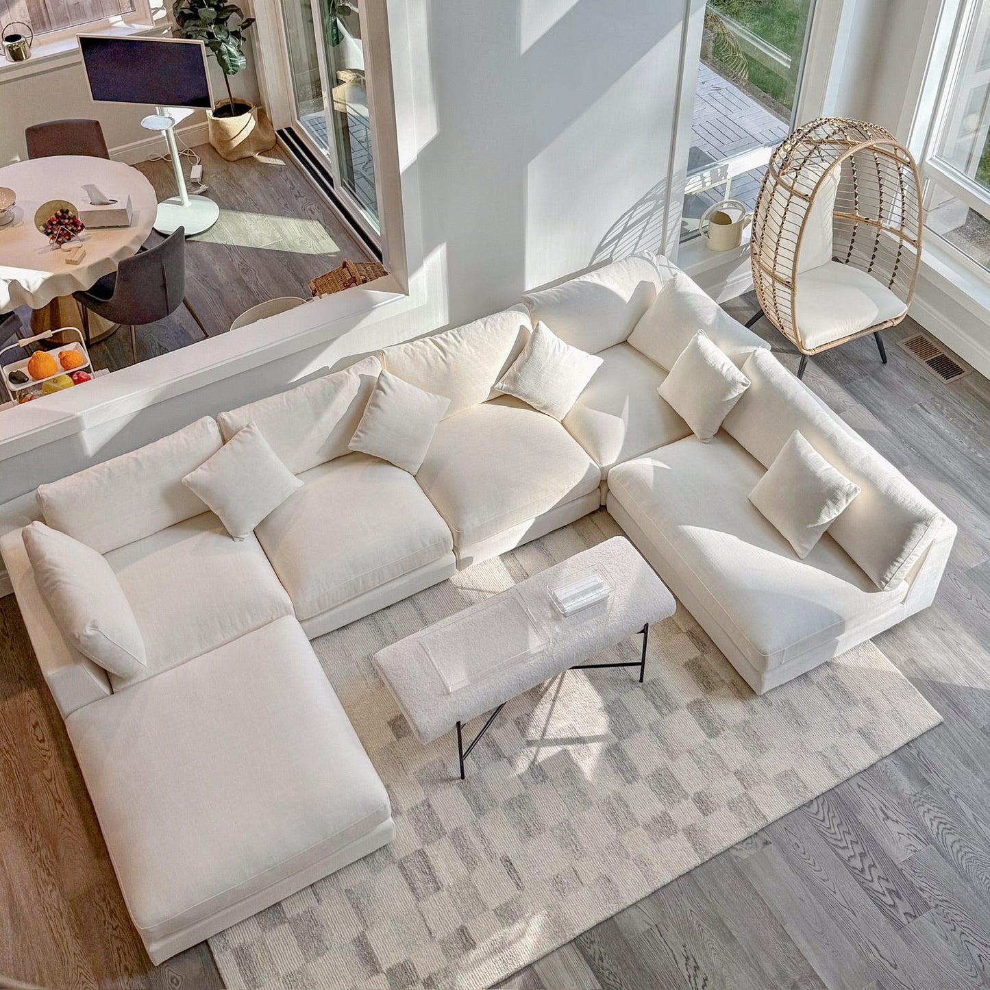 Snowdrift Sectional Sofa – Modular 6-Piece Set – Cream