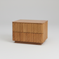 Fluted Wood 2-Drawer Nightstand – Natural Wood Bedside Table