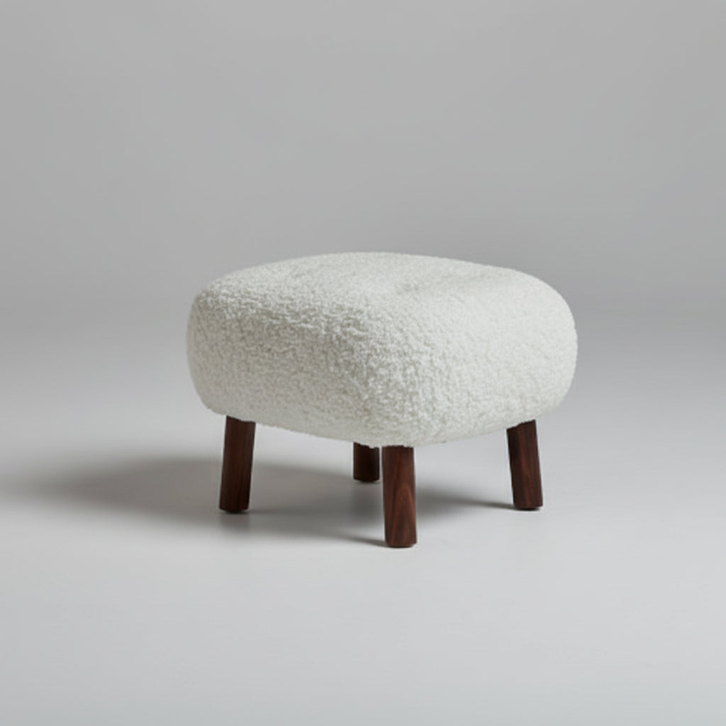 Chic Tufted White Ottoman Stool