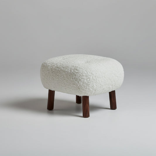 Chic Tufted White Ottoman Stool