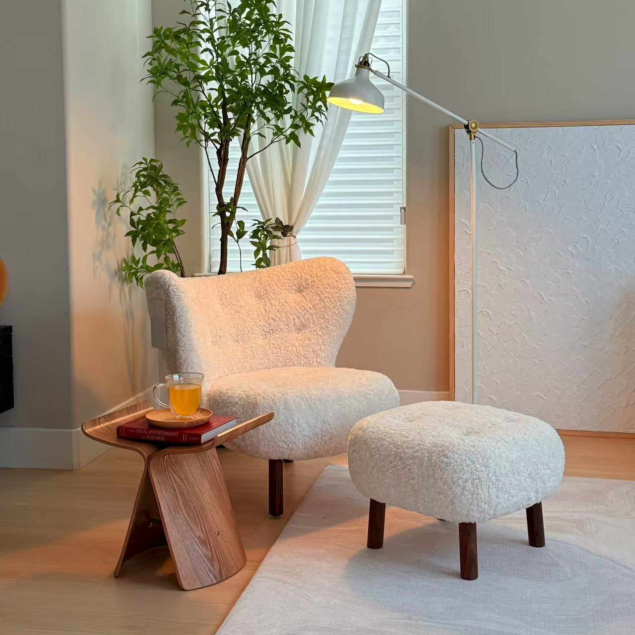 Chic Tufted White Ottoman Stool