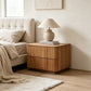 Fluted Wood 2-Drawer Nightstand – Natural Wood Bedside Table