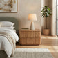 Fluted Wood 2-Drawer Nightstand – Natural Wood Bedside Table