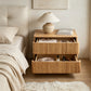 Fluted Wood 2-Drawer Nightstand – Natural Wood Bedside Table