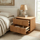 Fluted Wood 2-Drawer Nightstand – Natural Wood Bedside Table