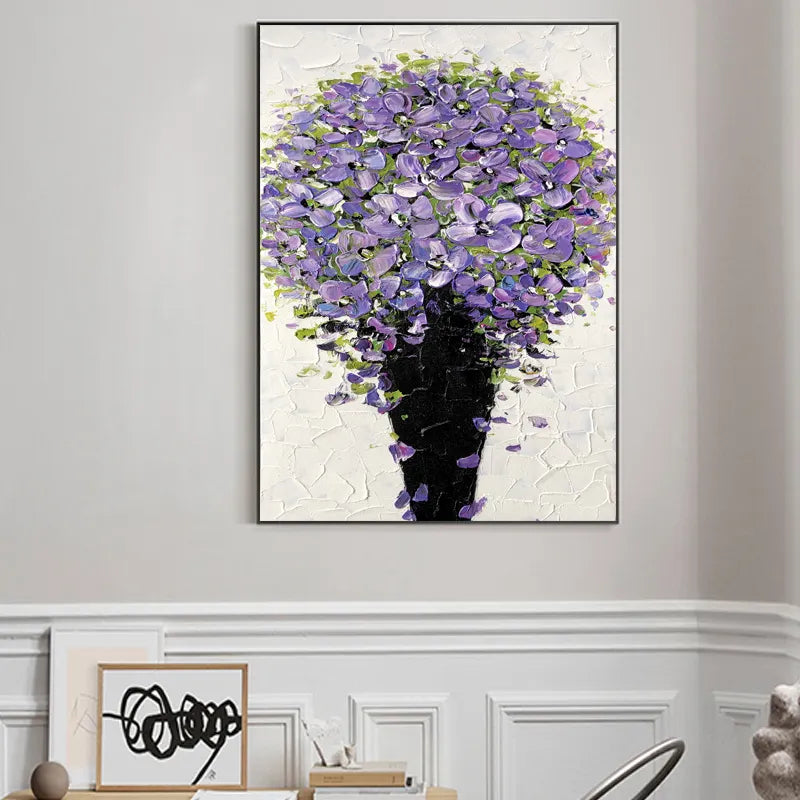 Purple Flowers Acrylic Painting