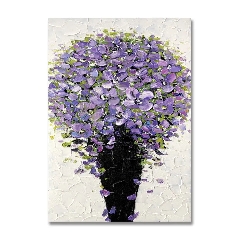 Purple Flowers Acrylic Painting