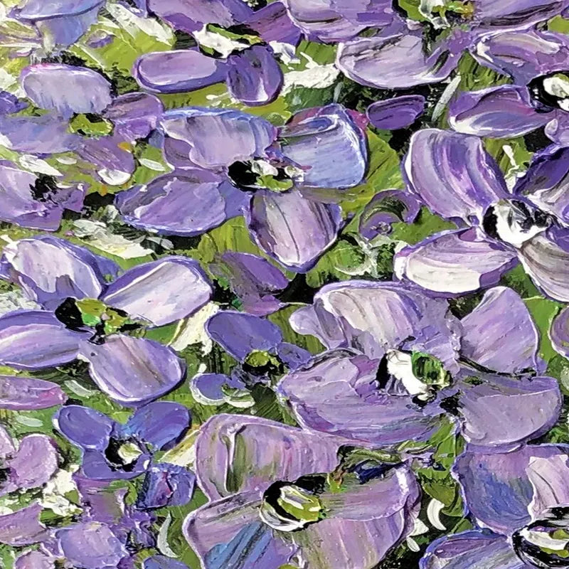 Purple Flowers Acrylic Painting