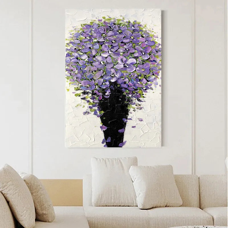 Purple Flowers Acrylic Painting