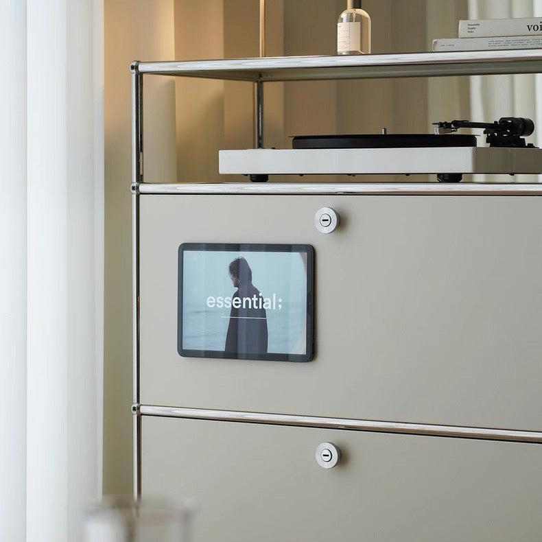 3-Tier Chrome Frame Sideboard with Storage Shelf