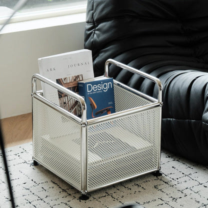 Chrome Frame Storage Basket with Perforated Metal Panels