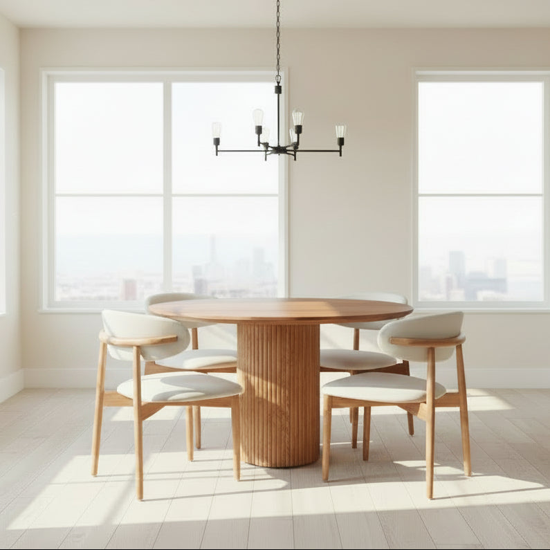 Round Dining Table in Natural Wood Color