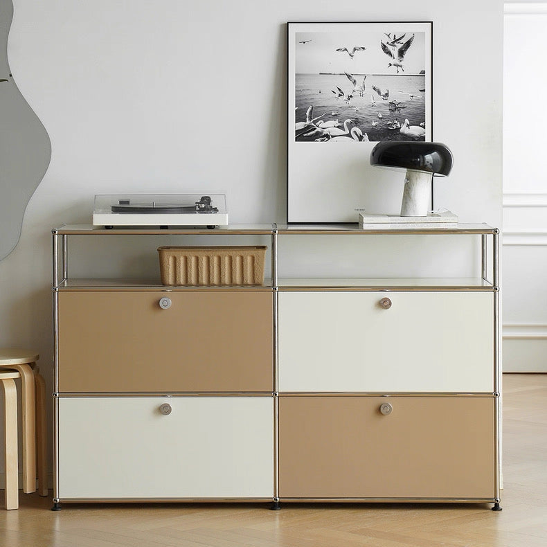 3-Tier Chrome Frame Sideboard with Storage Shelf