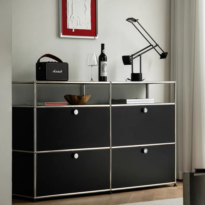 3-Tier Chrome Frame Sideboard with Storage Shelf