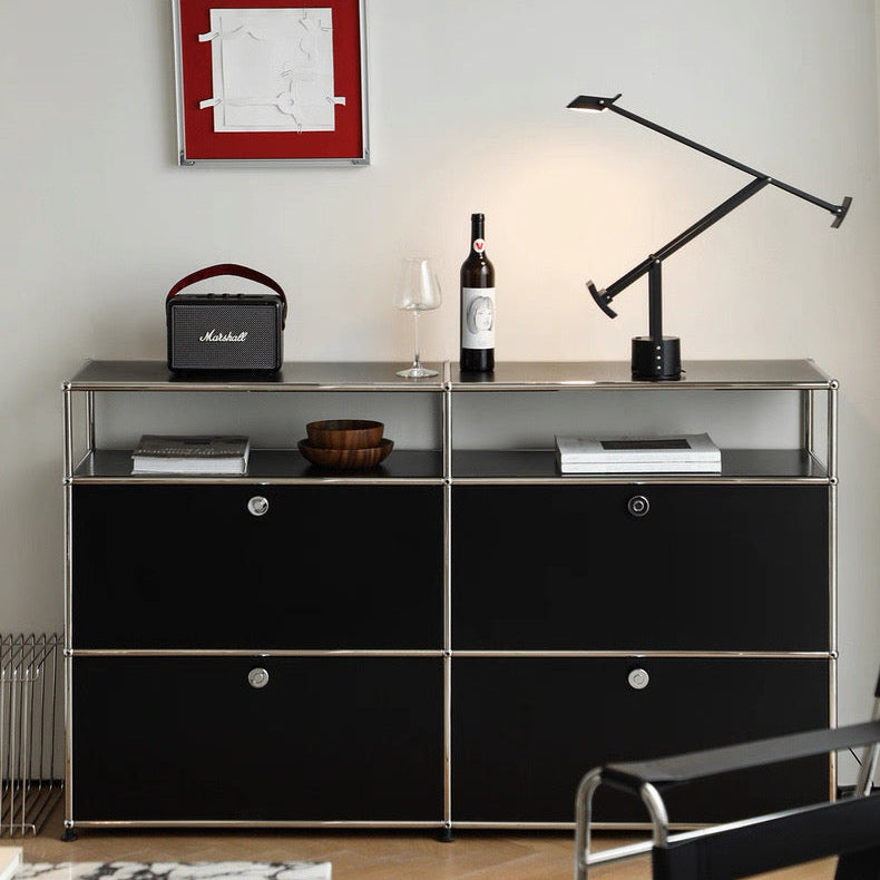 3-Tier Chrome Frame Sideboard with Storage Shelf