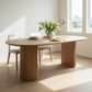 Premium Red Oak Oval Dining Table with Fluted Base