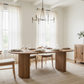 Premium Red Oak Oval Dining Table with Fluted Base