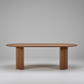 Premium Red Oak Oval Dining Table with Fluted Base