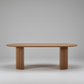 Premium Red Oak Oval Dining Table with Fluted Base