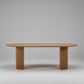 Premium Red Oak Oval Dining Table with Fluted Base