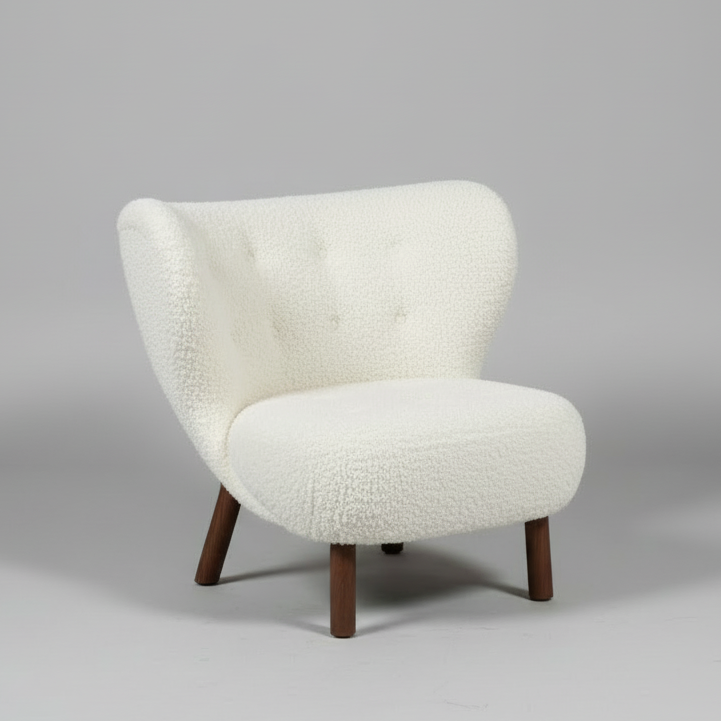 Chic Tufted White Lounge Chair