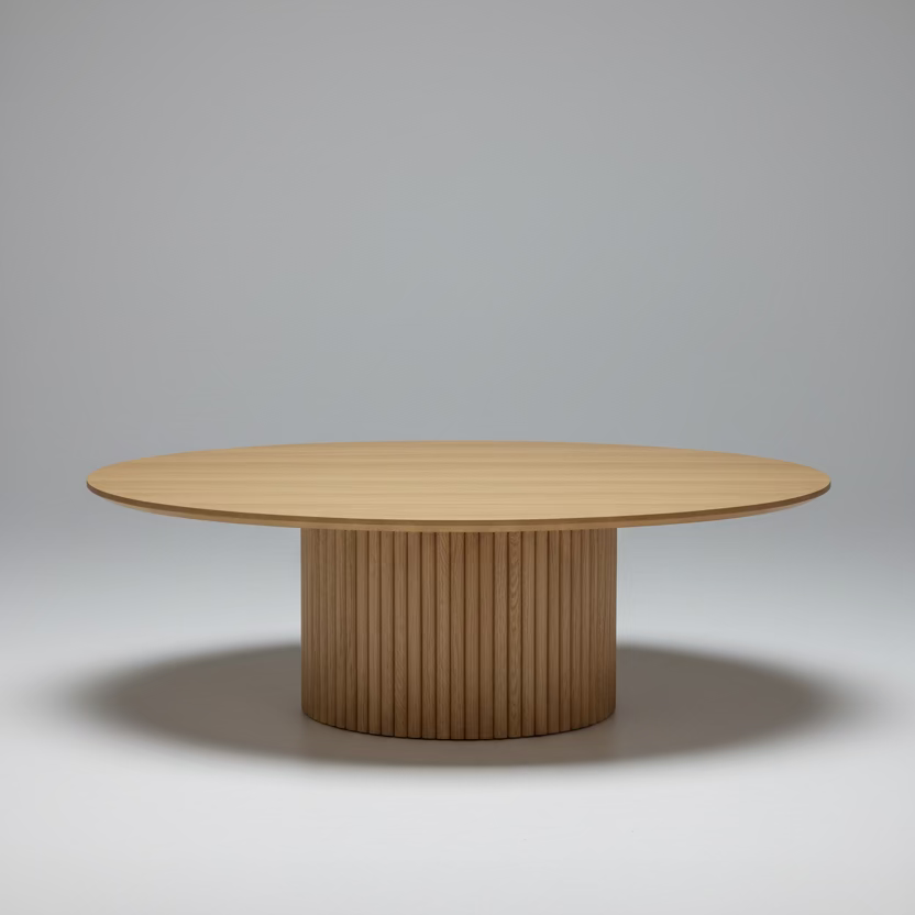 Fluted Red Oak Round Coffee Table