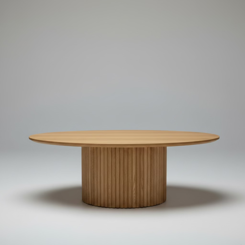 Fluted Red Oak Round Coffee Table
