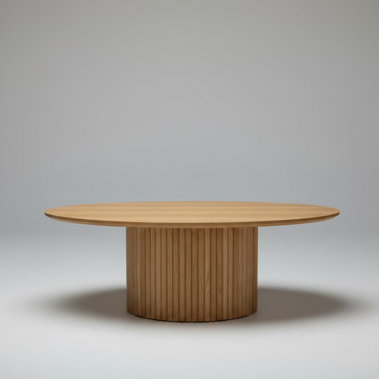 Fluted Red Oak Round Coffee Table