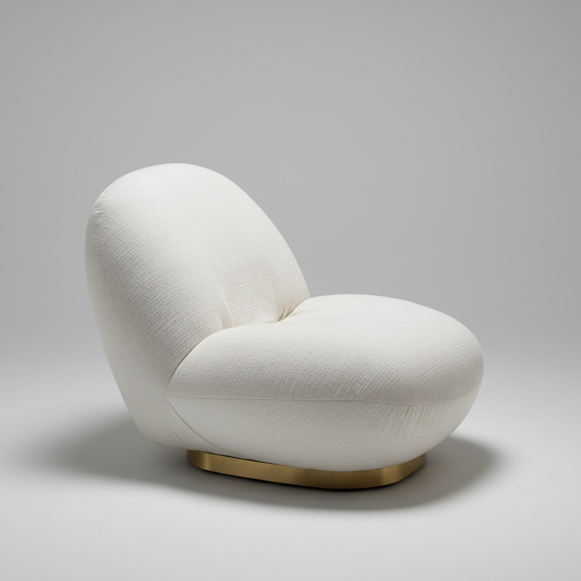 Plush White Lounger w/ Rotating Base