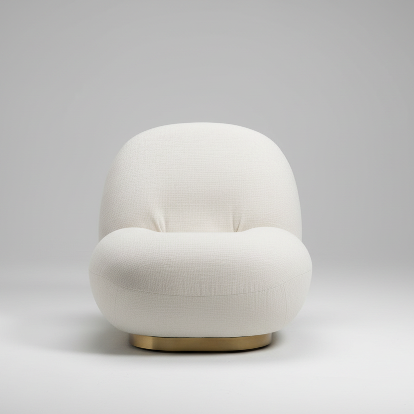 Plush White Lounger w/ Rotating Base