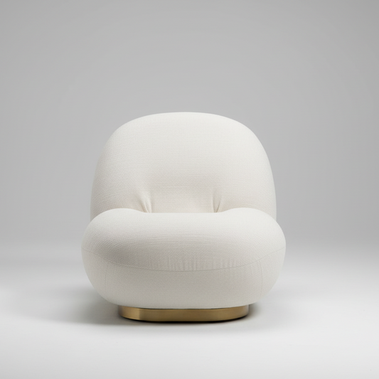 Plush White Lounger w/ Rotating Base