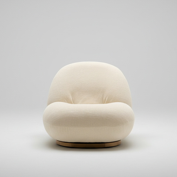 Plush White Lounger w/ Rotating Base