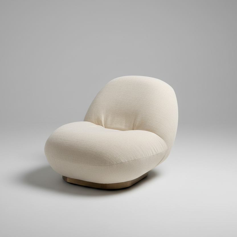 Plush White Lounger w/ Rotating Base