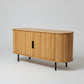 Fluted Red Oak Sideboard Cabinet with Rounded Edges