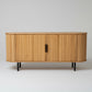 Fluted Red Oak Sideboard Cabinet with Rounded Edges