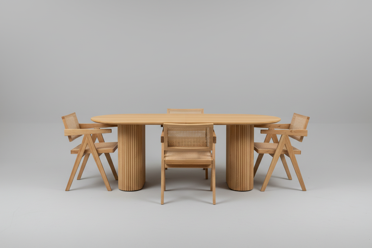 Oval Shaped Solid Wood Dining Table