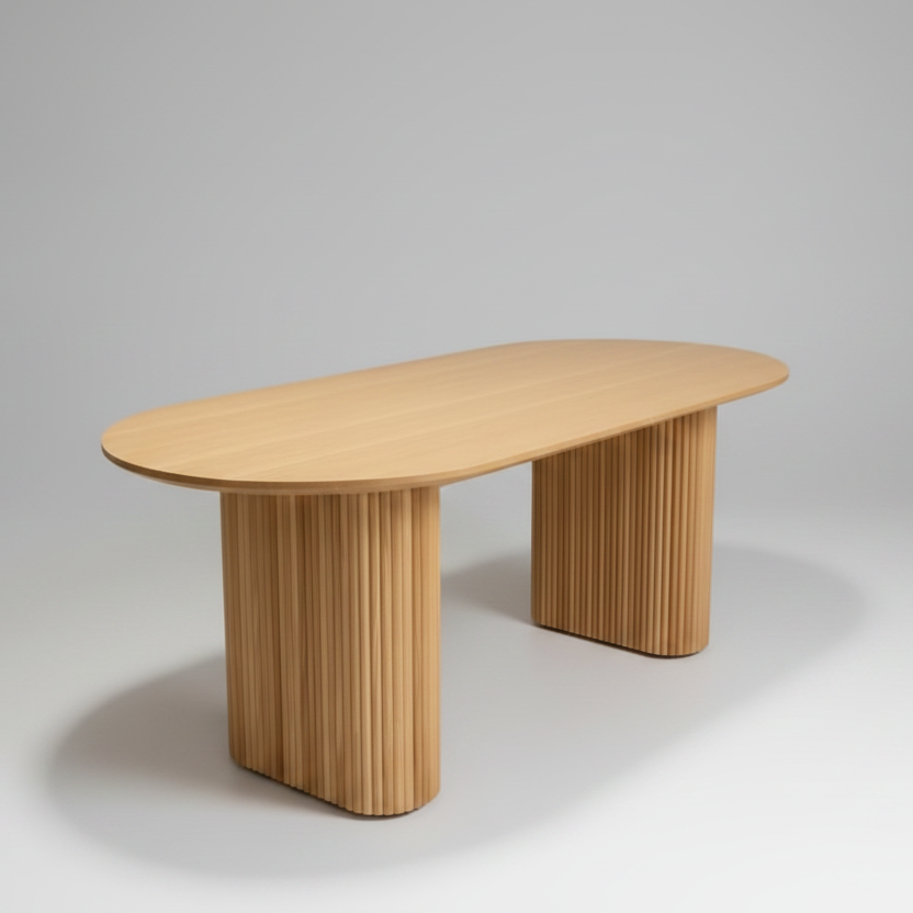 Oval Shaped Solid Wood Dining Table