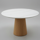 Round Dining Table with White Glass Tabletop