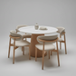 Round Dining Table with White Glass Tabletop