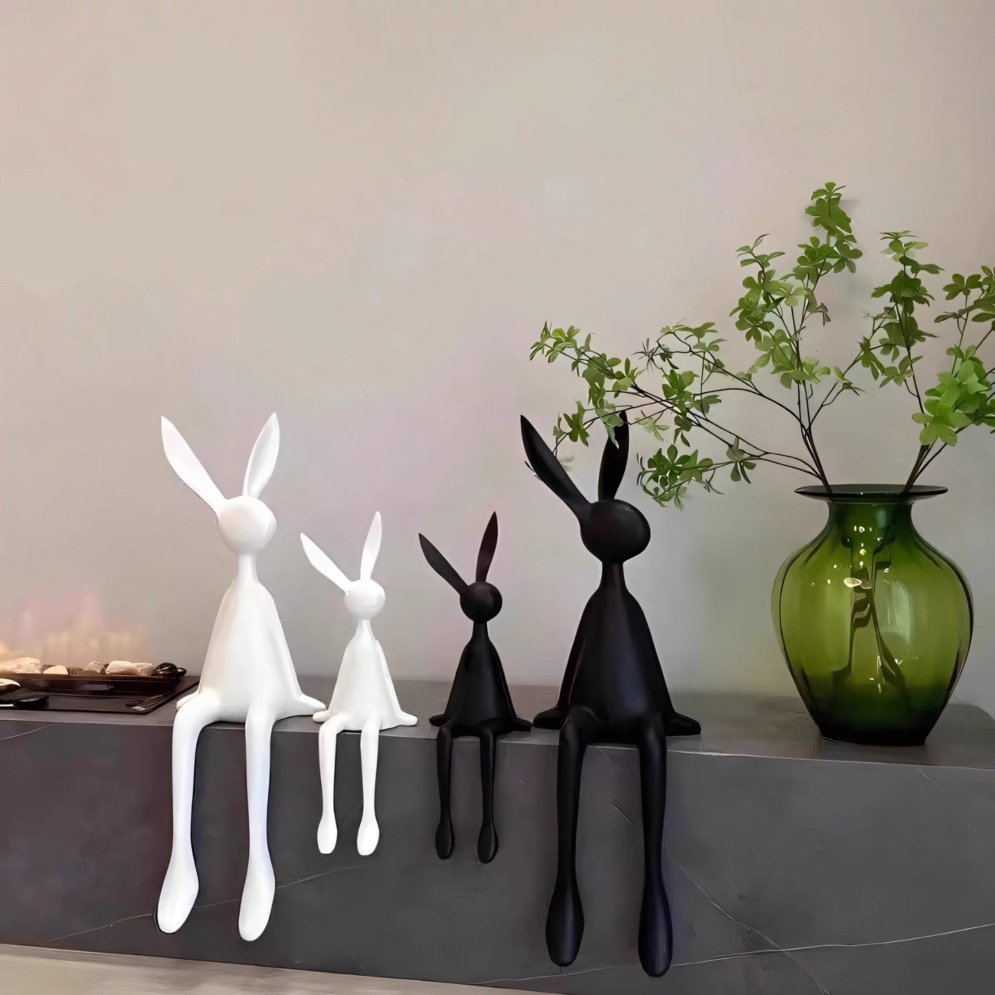 Modern Rabbit Sculpture – Sitting Bunny Figurine | Resin Home Decor Statue